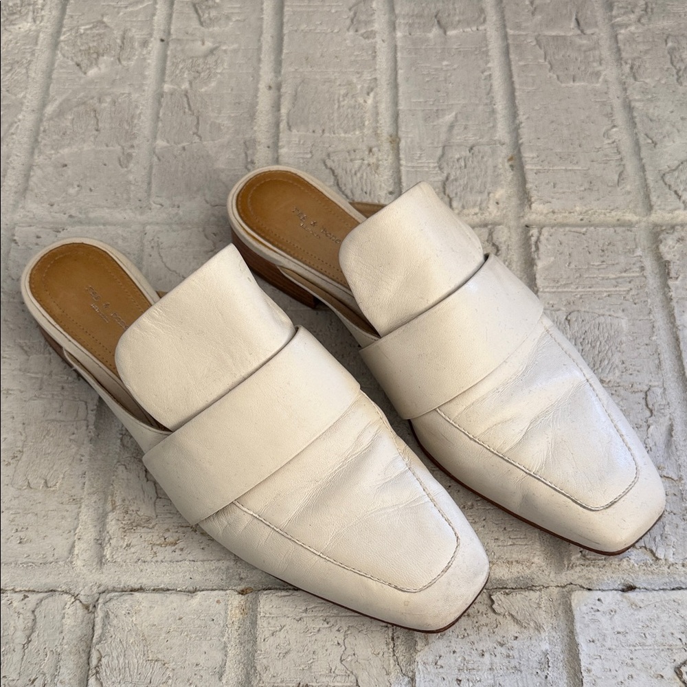 Rag & Bone Antique White Leather Slip-On Loafers